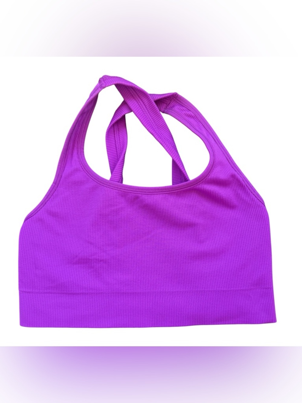 Athleta Ribbed Crossback Sports Bra in Vibrant Magenta